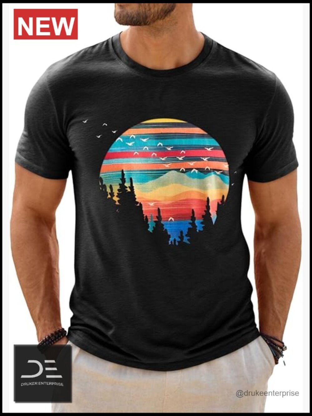 Mens Short Sleeve Graphic Tee Crewneck Casual Printed Summer Beach Vintage Shirt